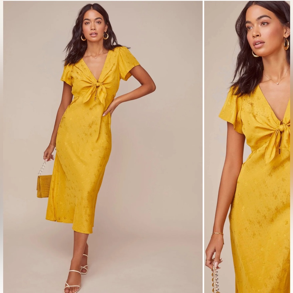 ASTR The Label Serendipity Front-Tie Midi Dress Burnt Lemon